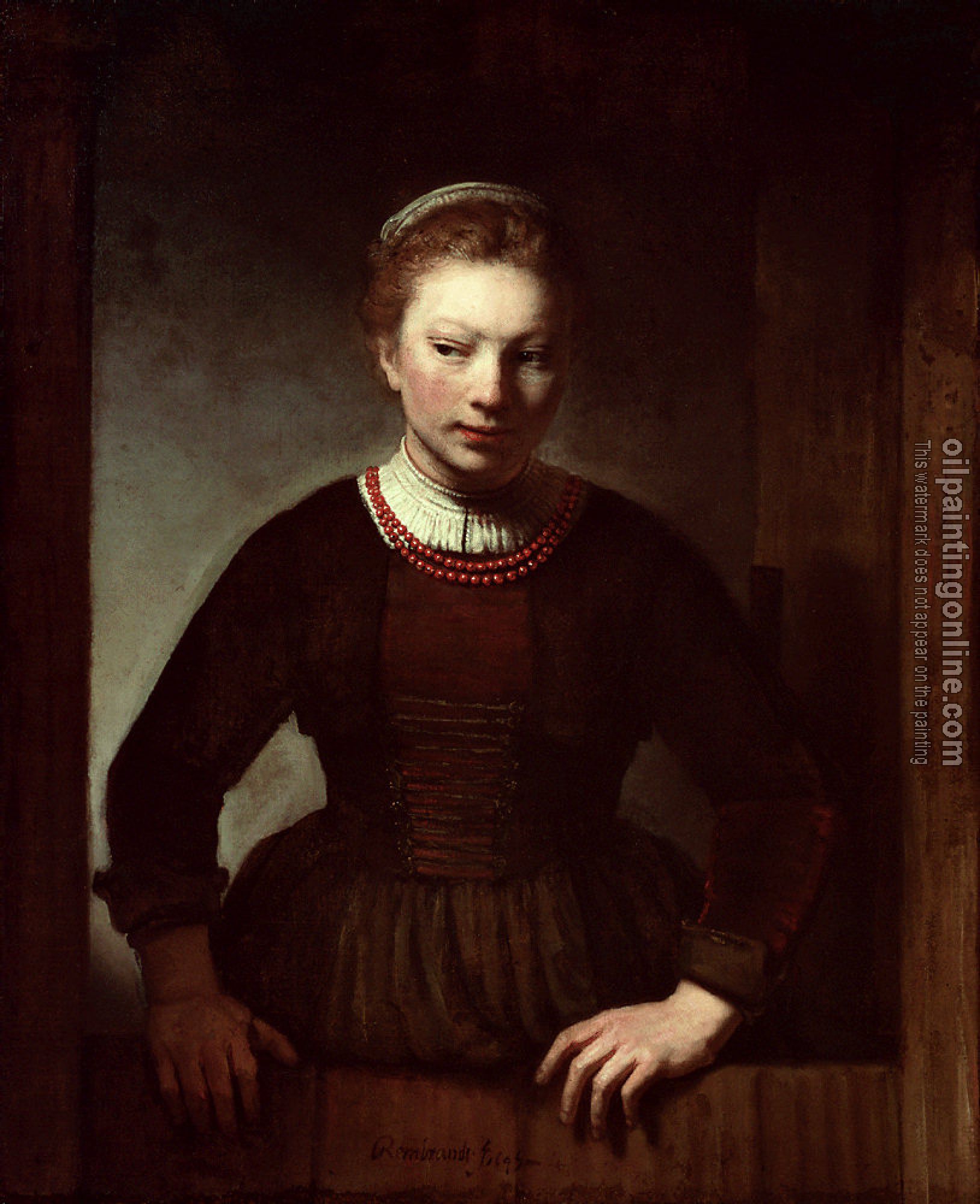 Samuel van Hoogstraten - Woman at a dutch door